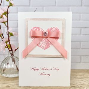 Luxury Handmade Pink Bowed Heart Card A5 Large Card