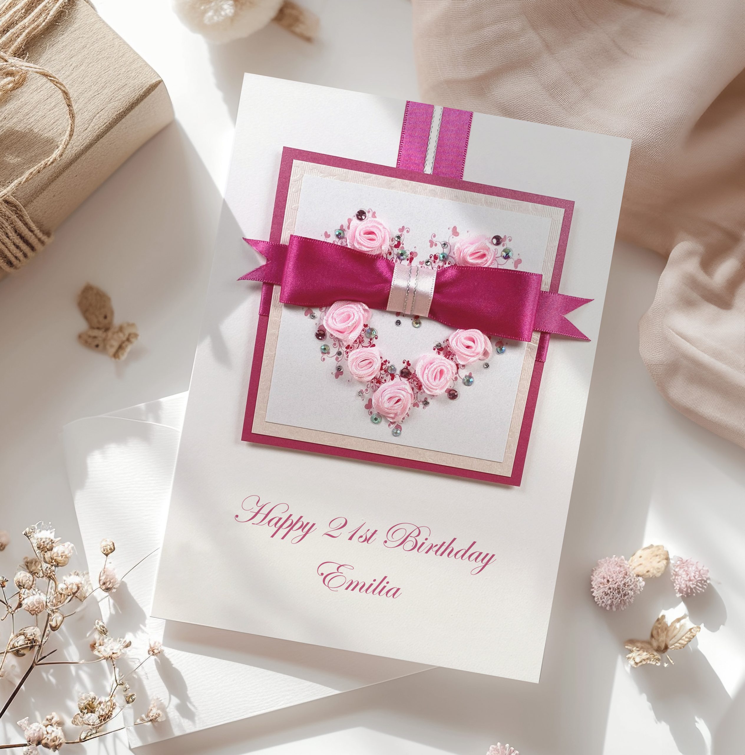 Luxury Satin Roses Birthday Card