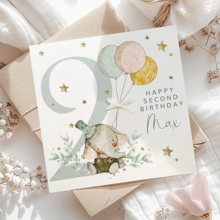 Handmade Birthday Card ‘Number Elephant’