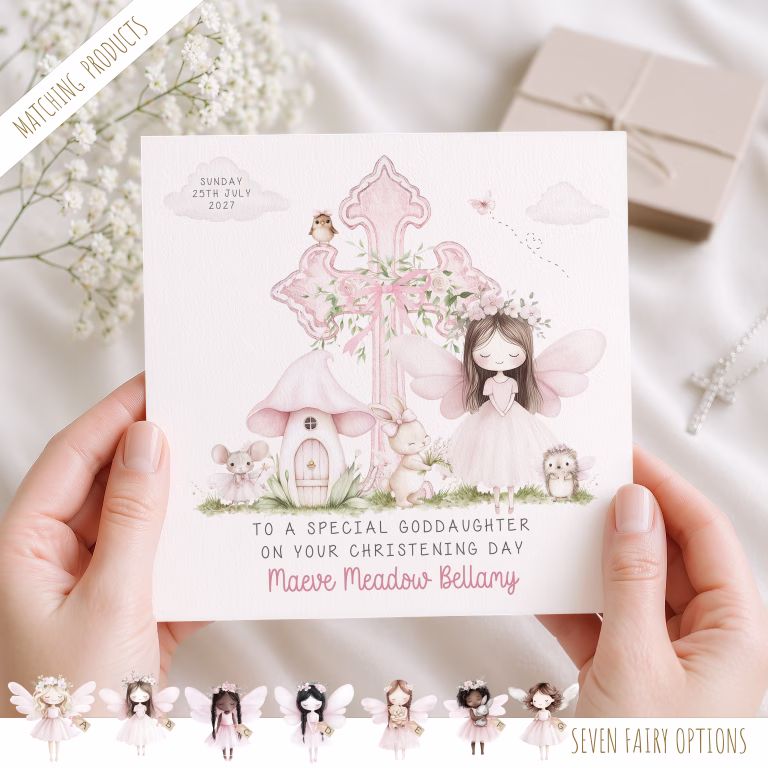 Girls Personalised Christening – Baptism – First Holy Communion Card
