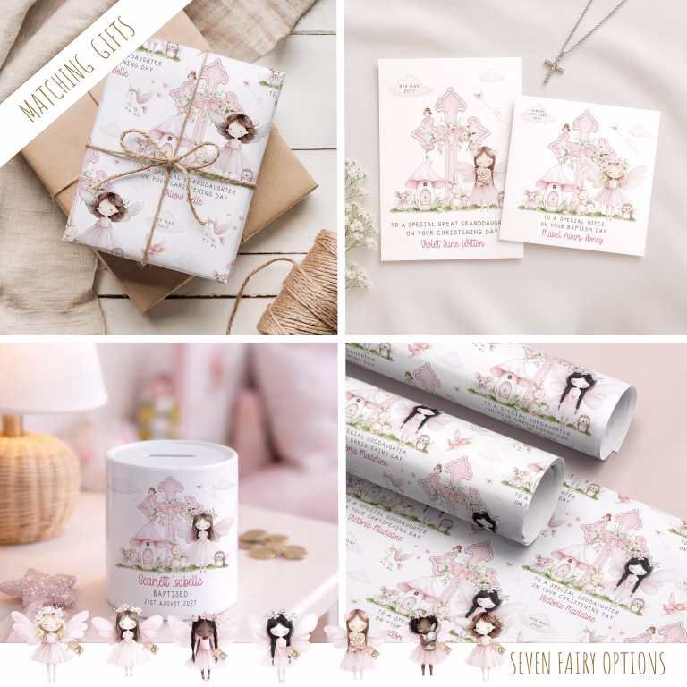 Girls Personalised Christening – Baptism – First Holy Communion Card