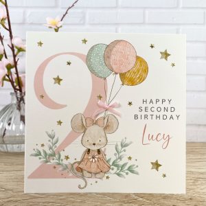 Handmade Birthday Card Age 2 Mouse Square Card