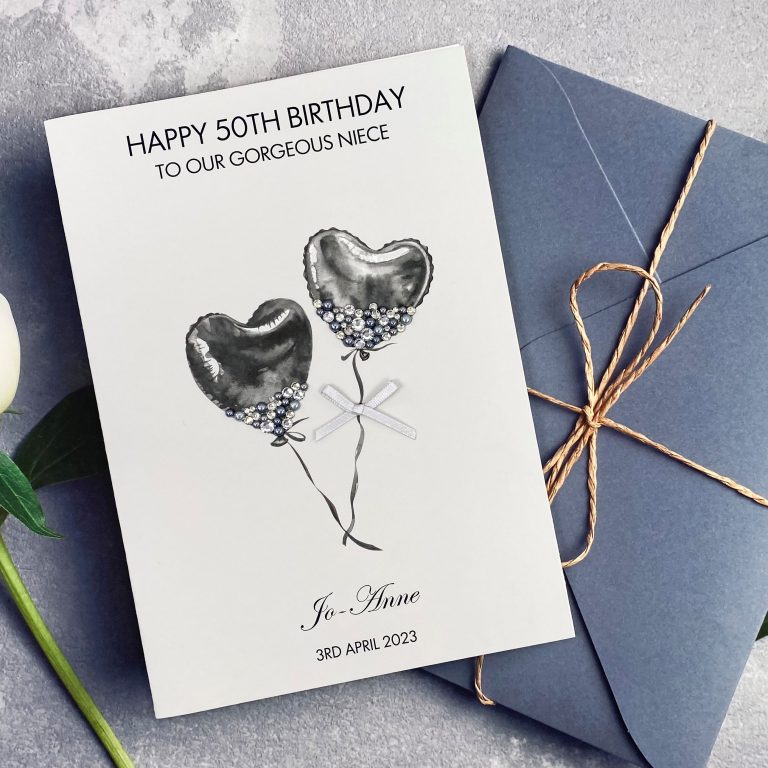 Handmade Birthday Card ‘Jewelled Balloons’