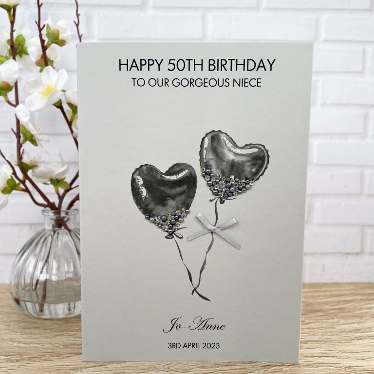 Handmade Birthday Card ‘Jewelled Balloons’