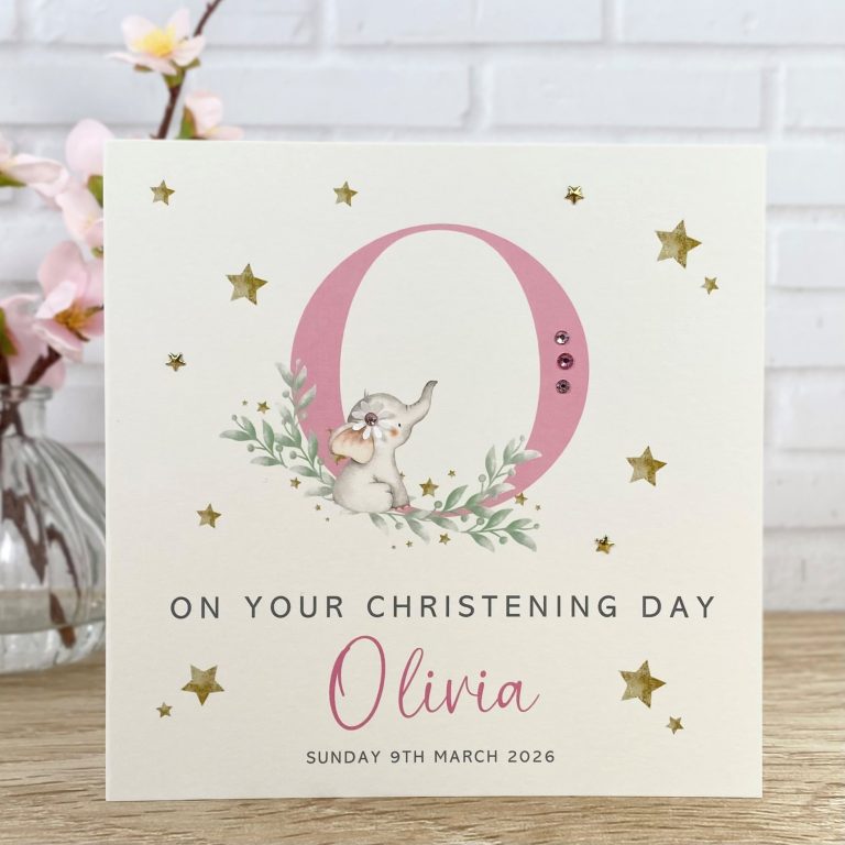 Handmade Christening Card “Alphabet Elephant”