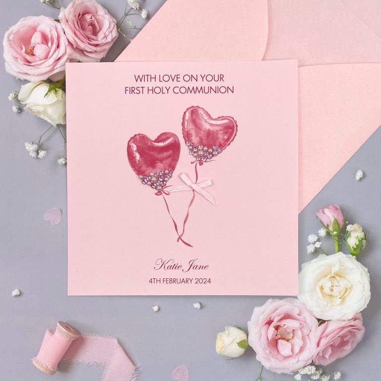 Handmade Christening Card ‘Jewelled Balloons’