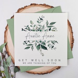 Handmade Get Well Card Sage Florals Square Cards