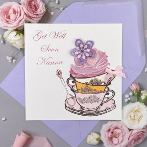 Handmade Get Well Card Teacups Square Cards