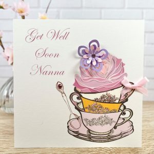Handmade Get Well Card Teacups Square Card