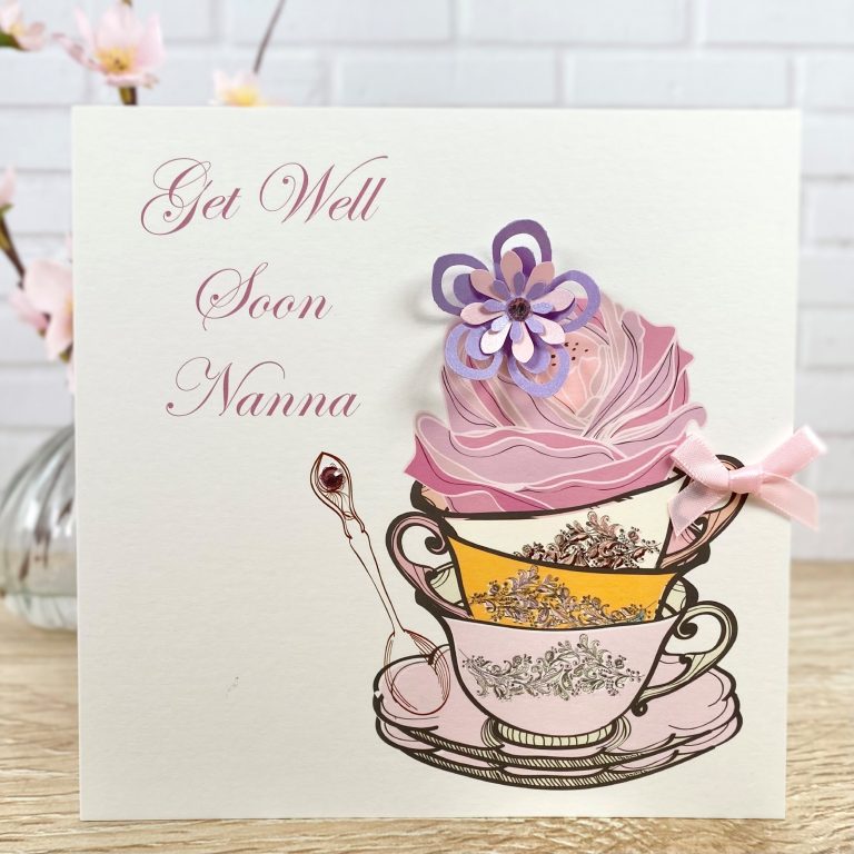 Handmade Get Well Card ‘Teacups’