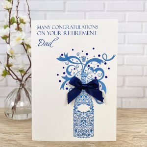 Handmade Retirement Card Blue Champagne A5 Large Card