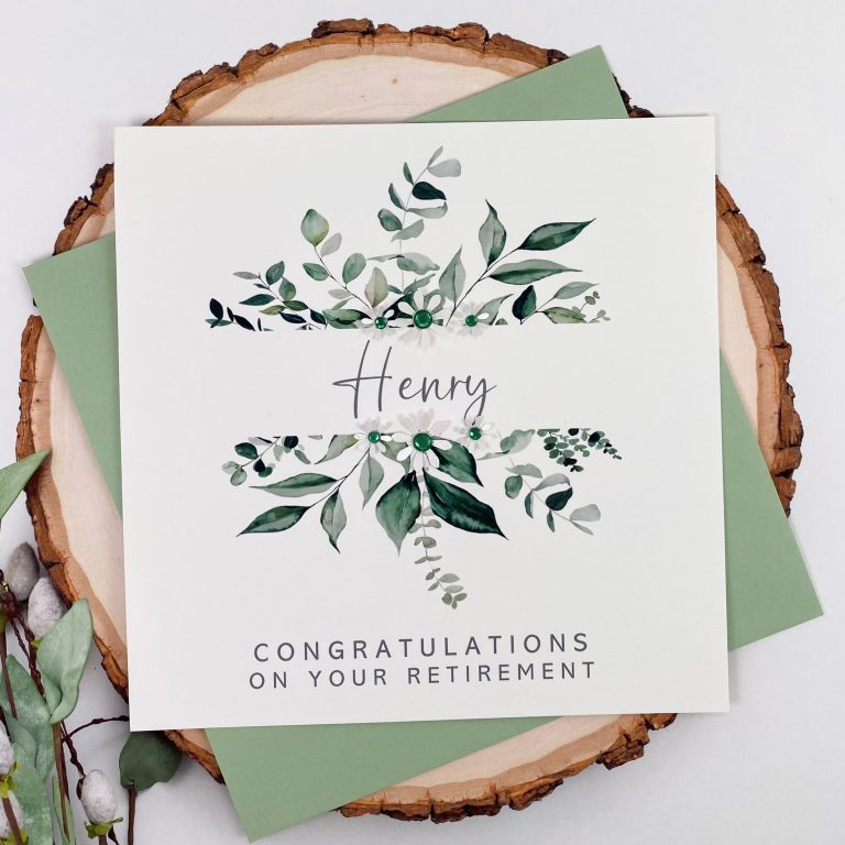 Handmade Retirement Card “Sage Florals”