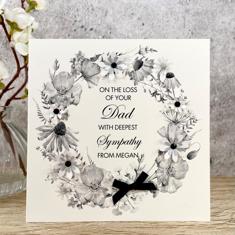 Handmade Sympathy Card ‘Floral Wreath’