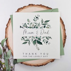 Handmade Thank You Card Sage Florals Square Cards