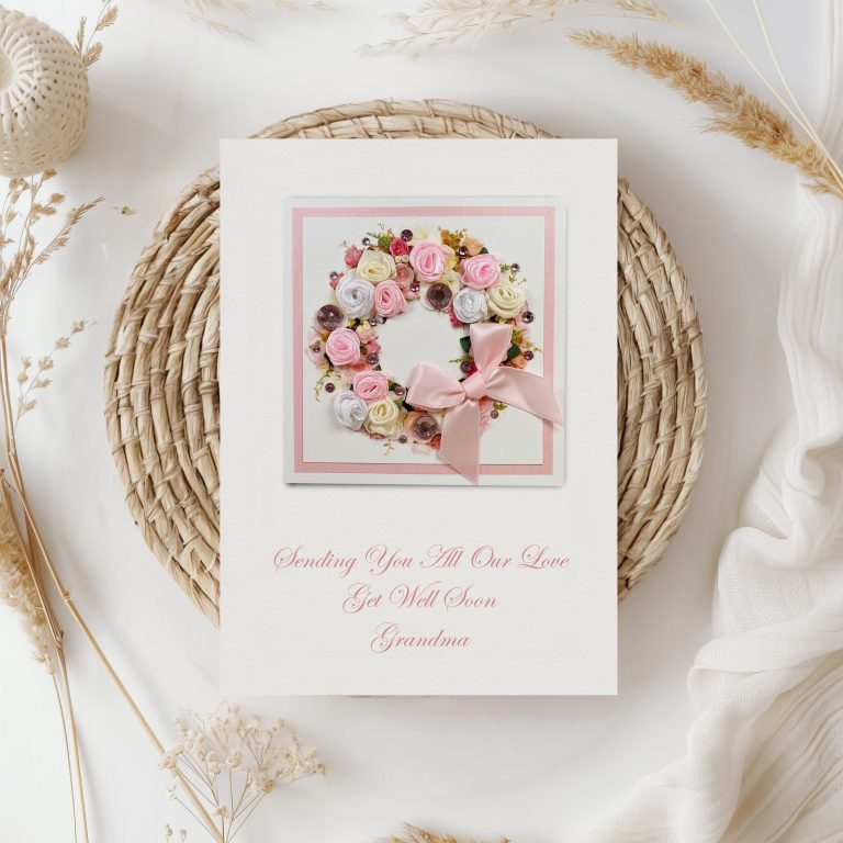 Luxury Handmade Get Well Card ‘Floral Wreath’