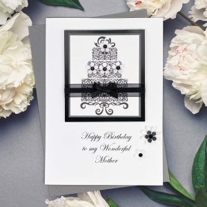 Luxury Handmade Birthday Card Black Cake A5 Card