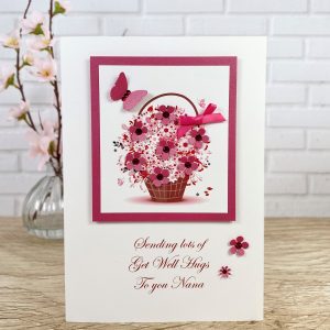 Luxury Handmade Get Well Card Floral Basket A5 Large Card