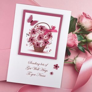 Luxury Handmade Get Well Card Floral Basket A5 Large Card
