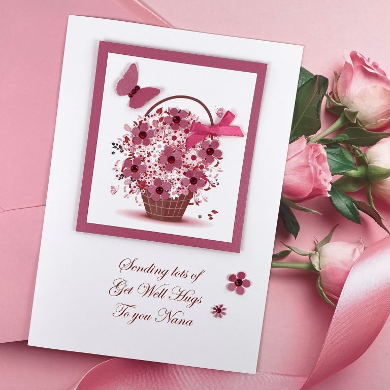 Luxury Handmade Get Well Card ‘Floral Basket’