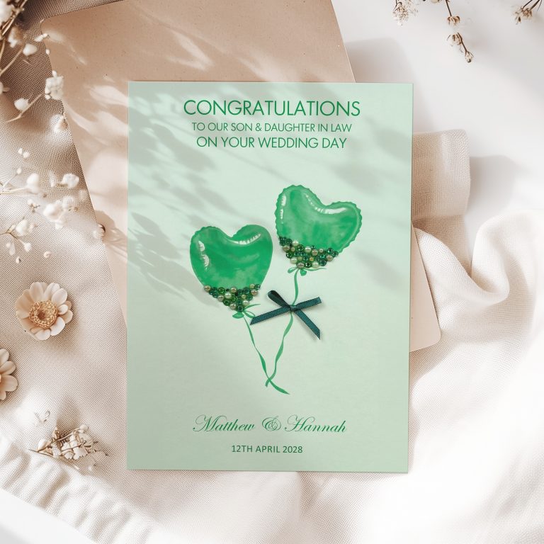 Personalised Handmade Wedding Card “Jewel Encrusted Balloons”