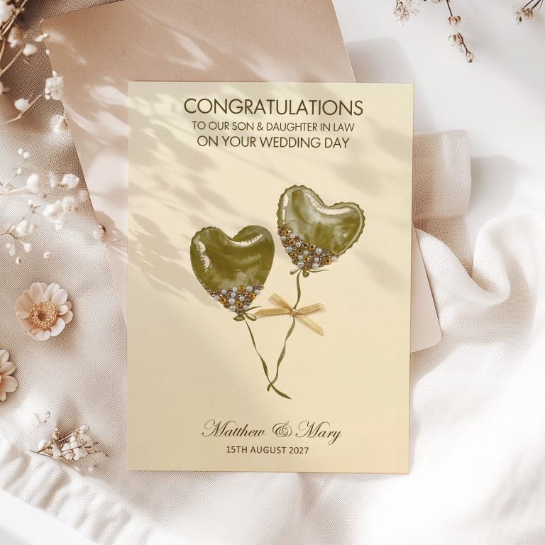 Personalised Handmade Wedding Card “Jewel Encrusted Balloons”