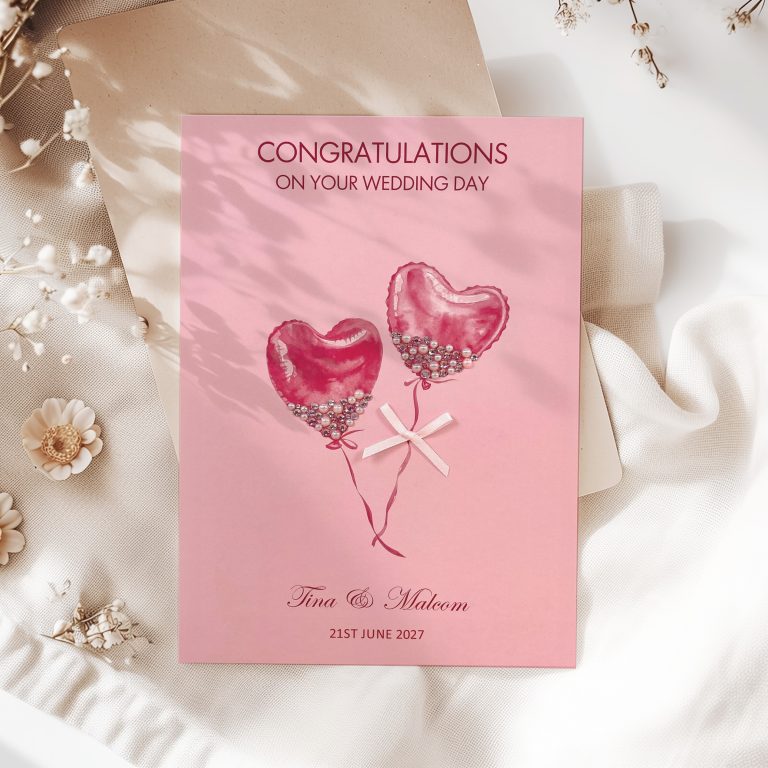 Personalised Handmade Wedding Card “Jewel Encrusted Balloons”