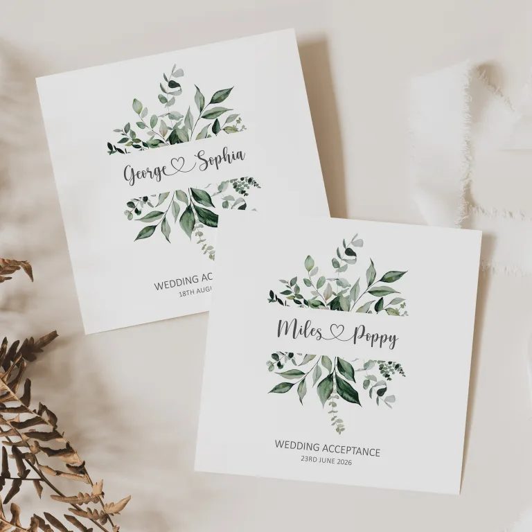 Handmade Wedding Acceptance Card ‘Sage Floral’