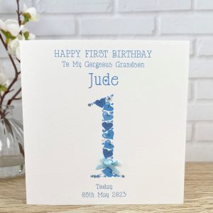 Blue Age 1 Handmade Birthday Card Square Card