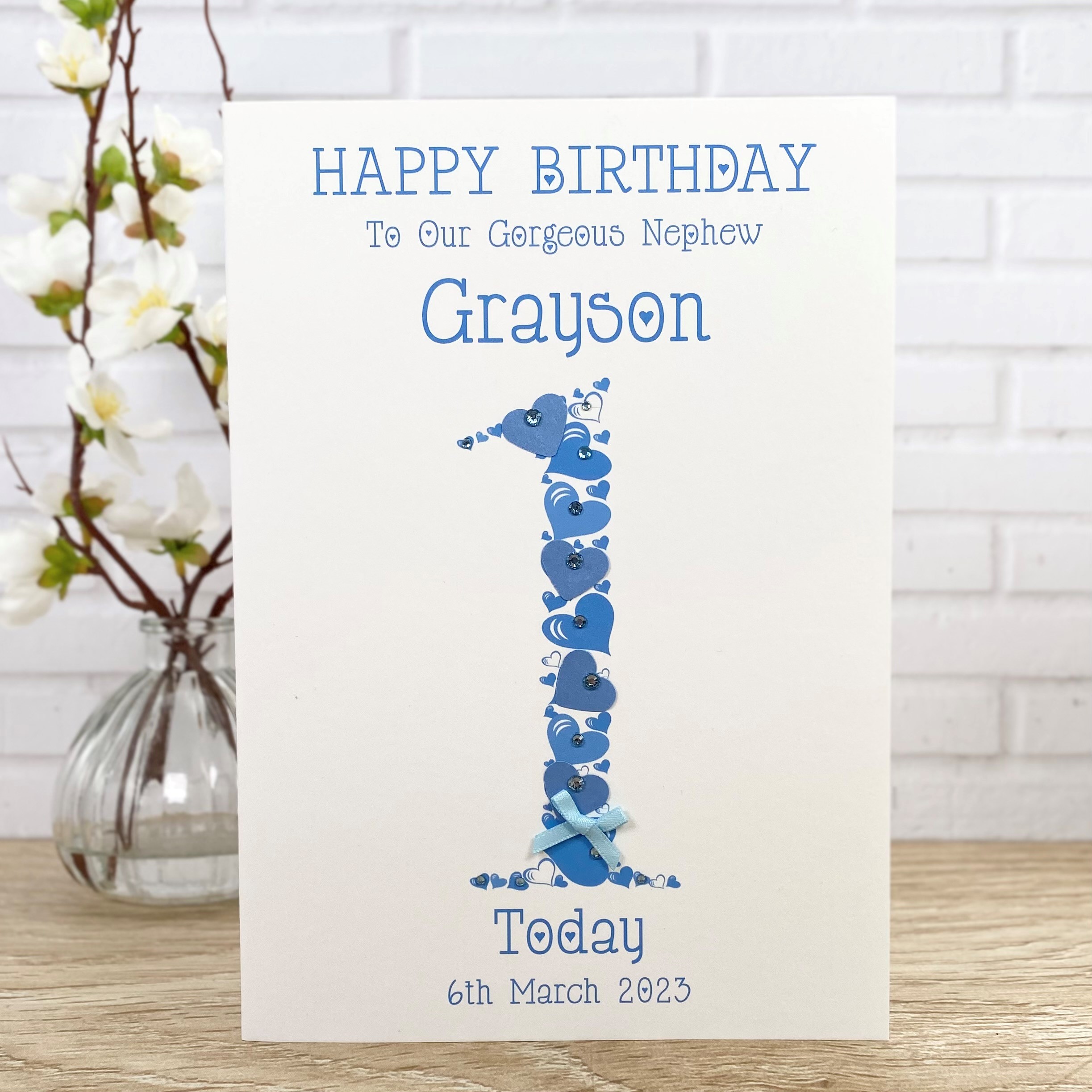 Blue Age 1 Handmade Birthday Card