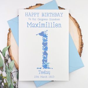 Blue Age 1 Handmade Birthday Card