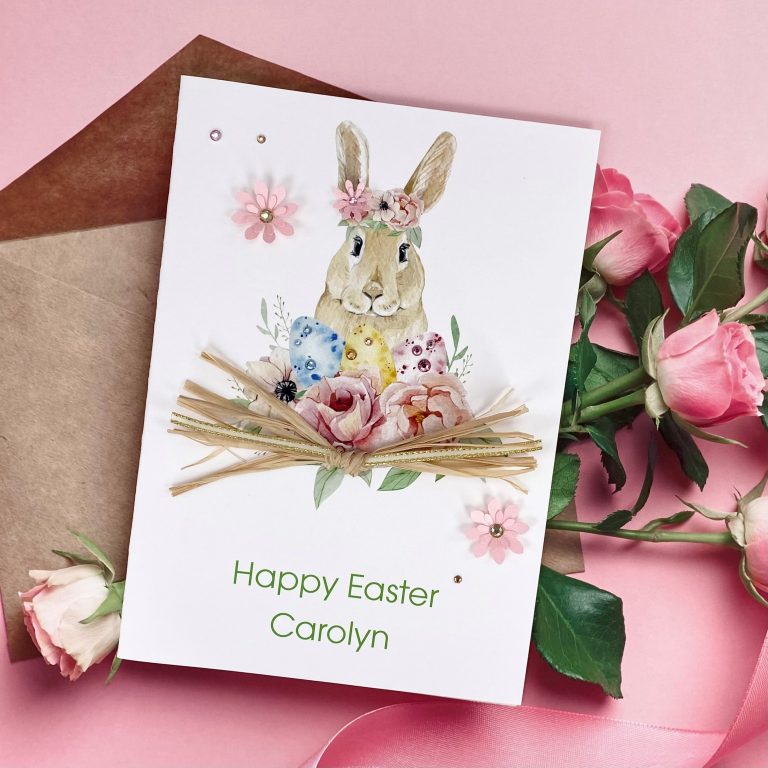 Handmade Easter Card ‘Floral Rabbit’
