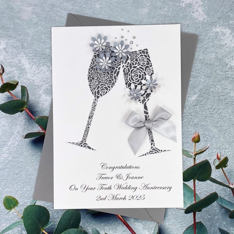 Handmade (Any Year) Wedding Anniversary Card ‘Toast’