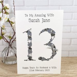 Handmade 13th Wedding Anniversary Card Silver A5 Cards
