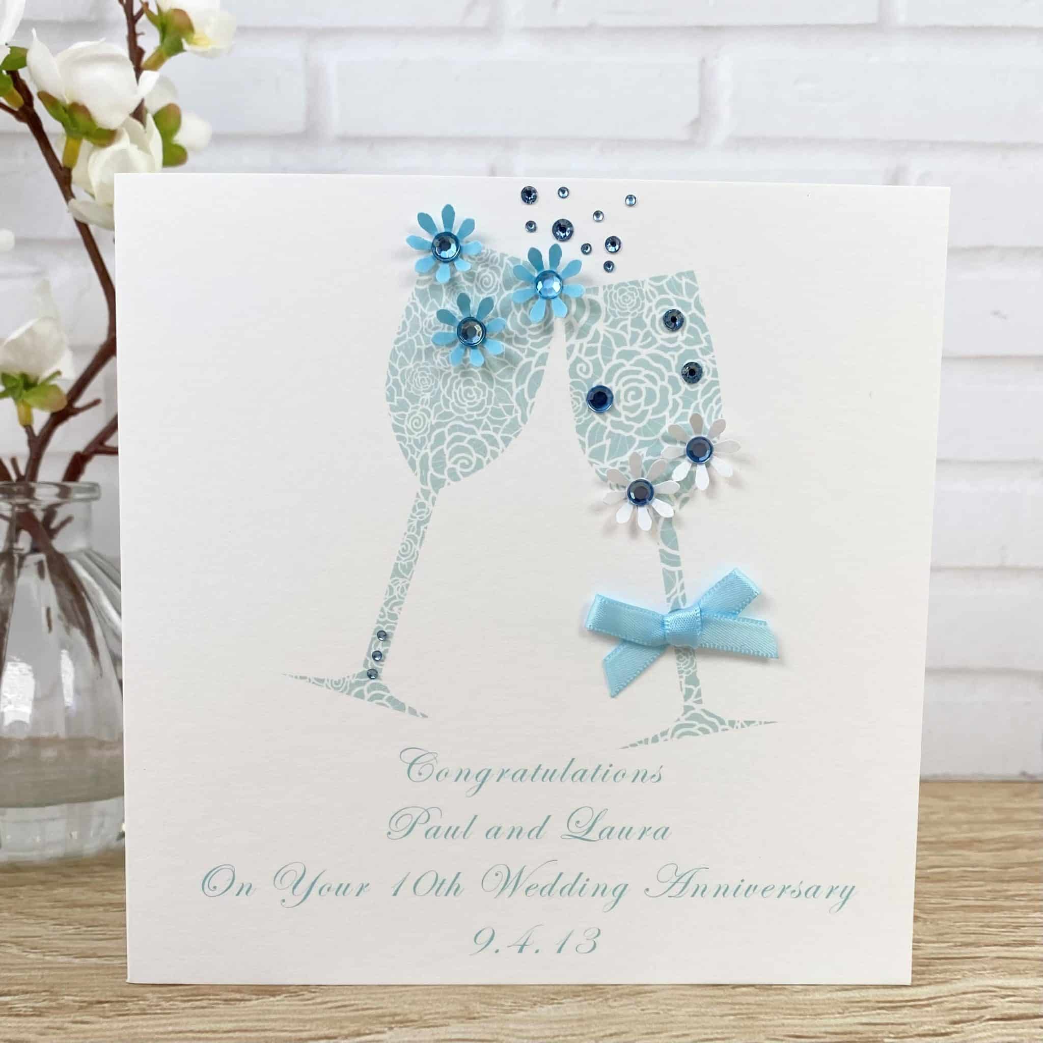 Handmade 1st Wedding Anniversary Card 'Toast' - Handmade Cards -Pink & Posh