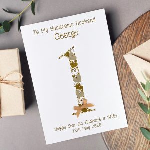 Handmade 1st Wedding Anniversary Card Gold A5 Card