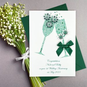 Handmade 1st Wedding Anniversary Card Green Toast A5 Card
