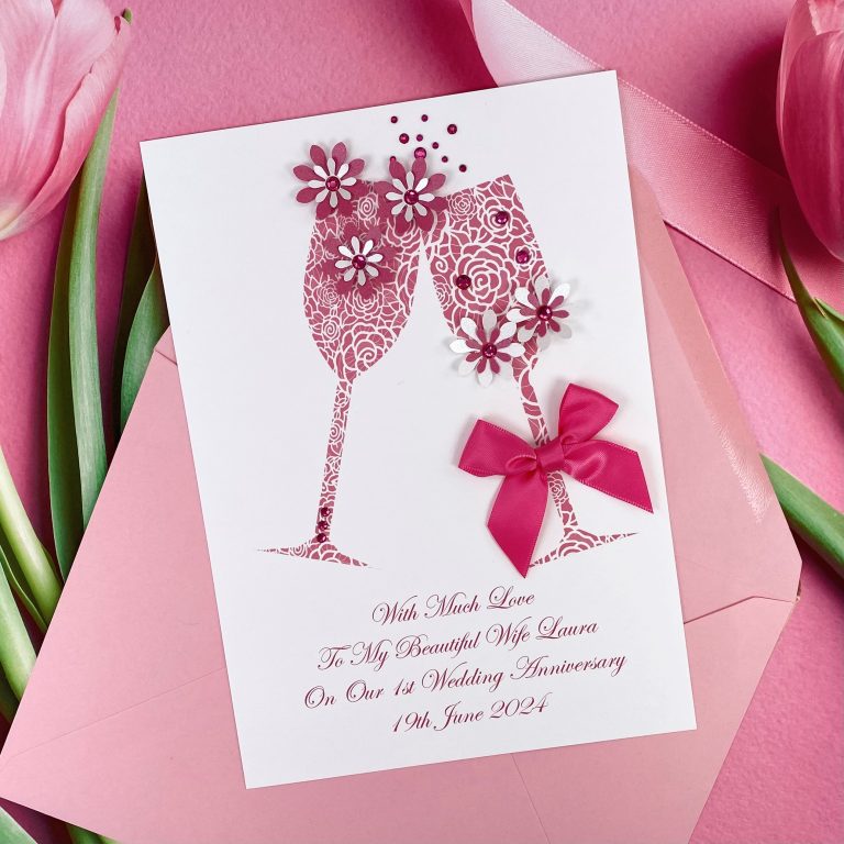 Handmade 1st Wedding Anniversary Card ‘Toast’