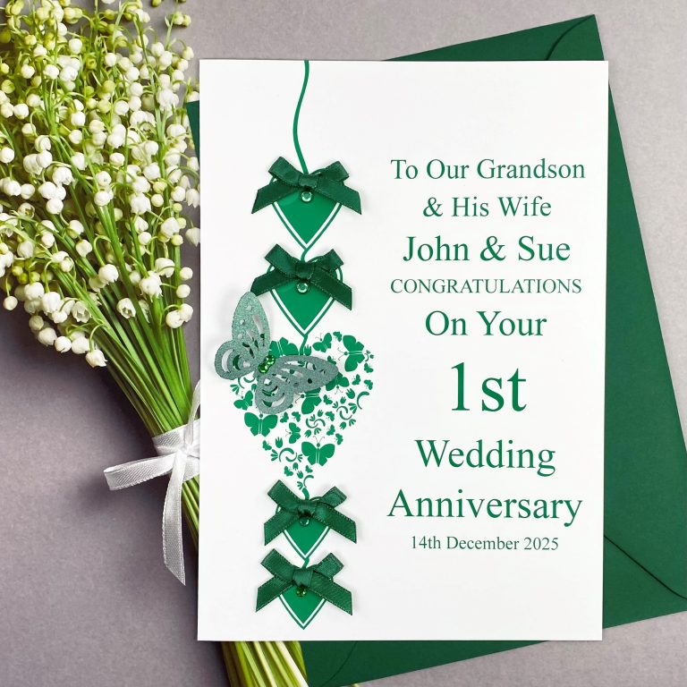 Handmade Wedding Anniversary Card ‘Heart Chain’