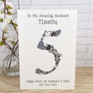 Handmade 5th Wedding Anniversary Card Silver A5 Card