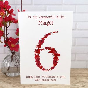 Handmade 6th Wedding Anniversary Card Red A5 Card