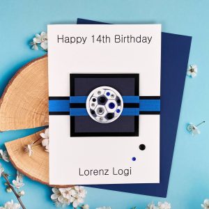 Handmade Birthday Card Blue Football
