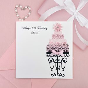 Handmade Birthday Card Pink Cake Square Card