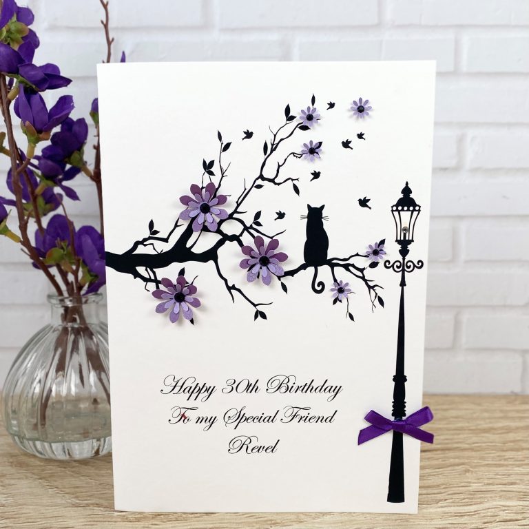 Handmade Birthday Card ‘Cat in Branch’