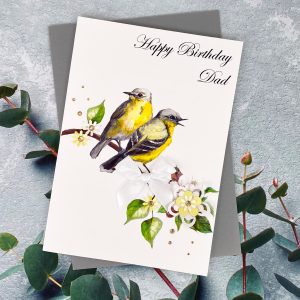 Handmade Birthday Card Yellow Birds Large Card