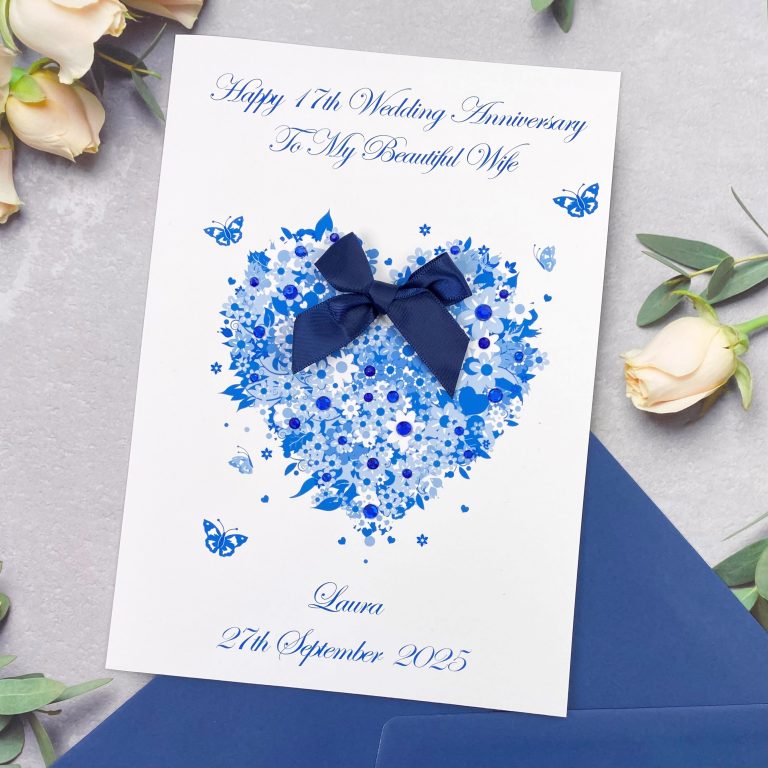 Handmade Wedding Anniversary Card ‘Floral Heart’