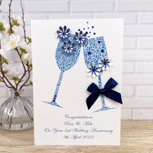 Handmade Wedding Anniversary Card Blue Toast A5 Large Card