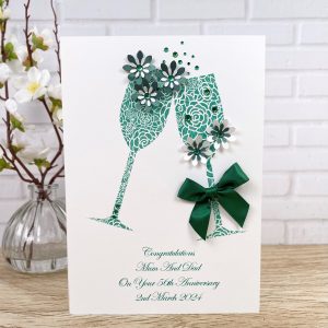 Handmade Wedding Anniversary Card Green Toast A5 Large Card