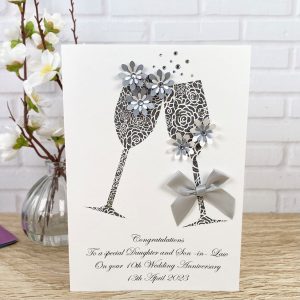 Personalised 10th Wedding Anniversary Card Champagne Toast