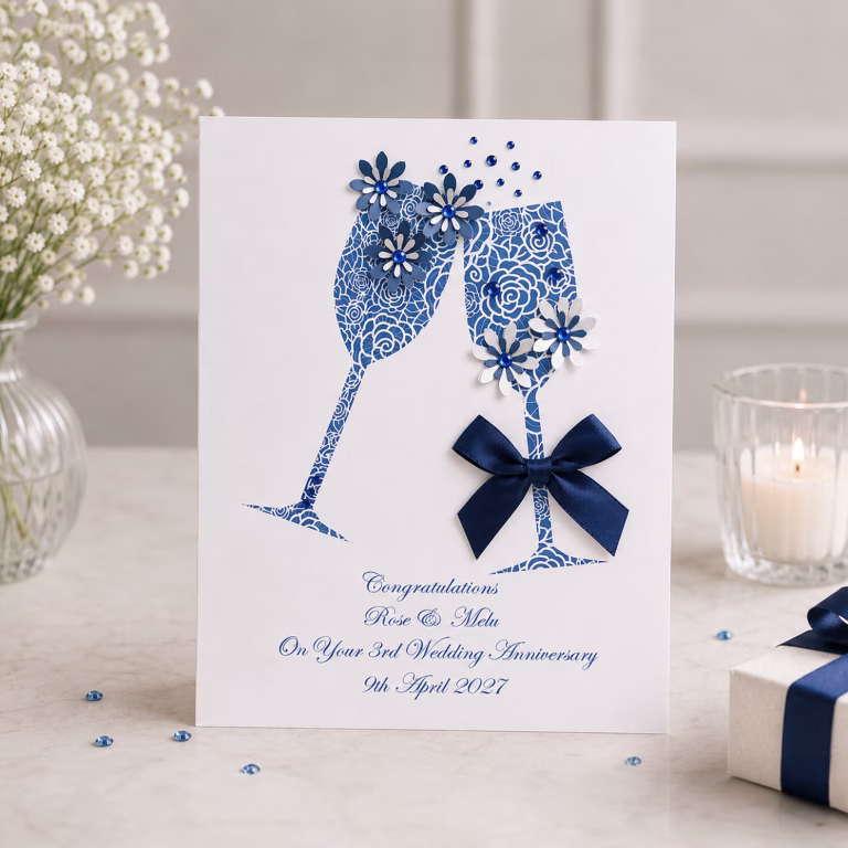 Handmade (Any Year) Wedding Anniversary Card ‘Toast’