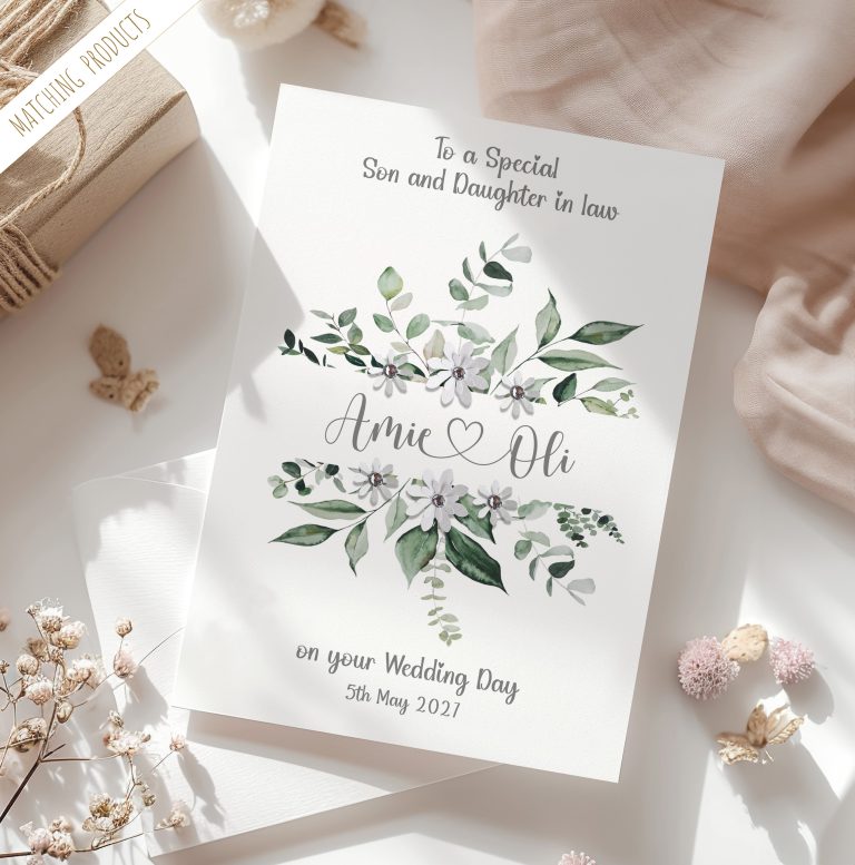Handmade Personalised Wedding Card ‘Sage Florals’